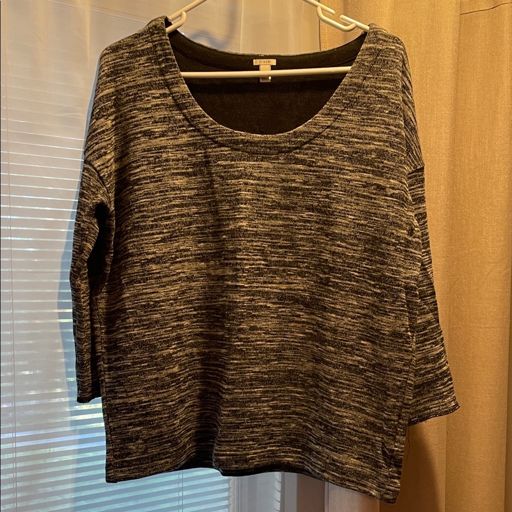 J crew white, gray and Black Knit Sweater